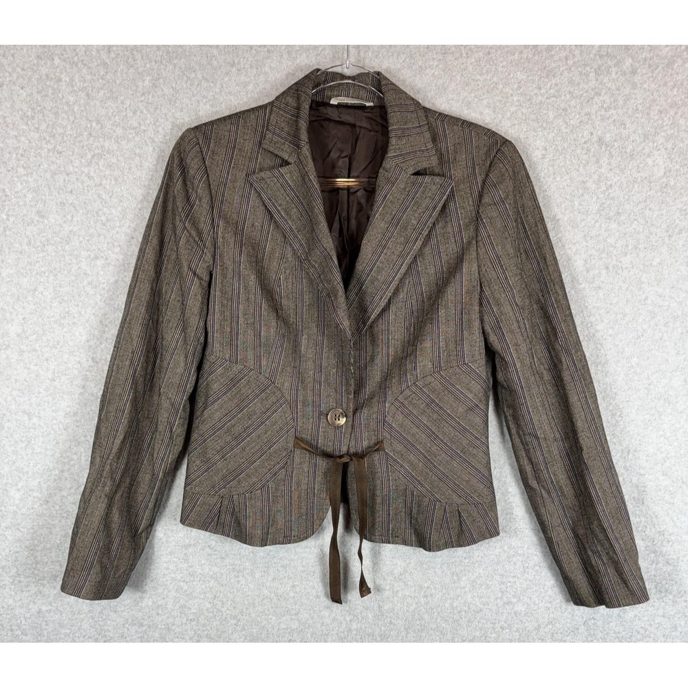 Stefanel Blazer Womens US 8 (IT44) Large Stripe Tailored Jacket Lined Italy